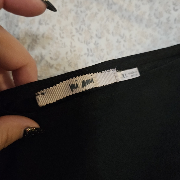 Miami Black Puff Sleeve Asymmetrical Peplum Blouse - Picture 2 of 3